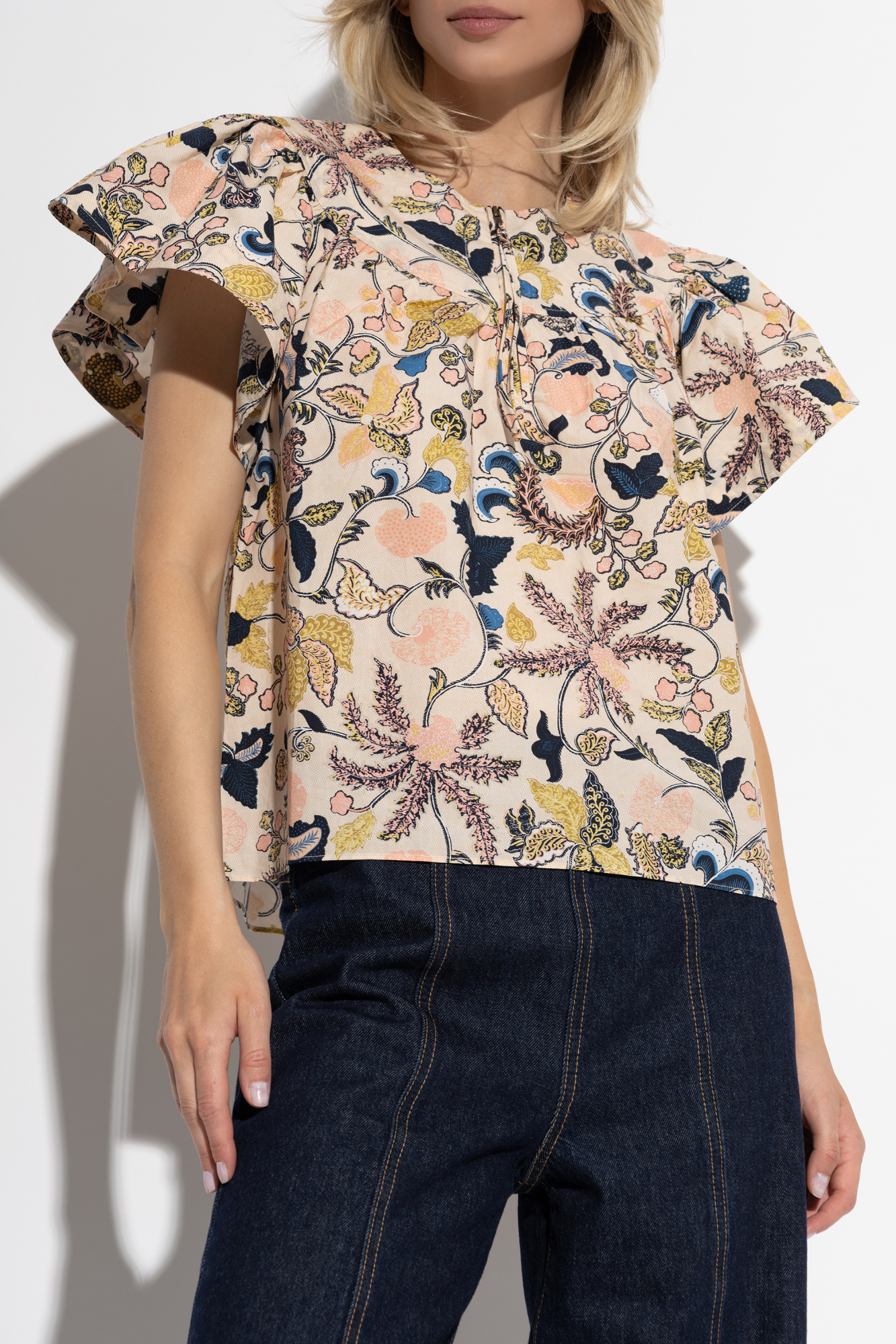 美品 ULLA JOHNSON シルク100% 花柄 ジョーゼットブラウス 4 美品 ULLA JOHNSON シルク100% 花柄 ジョーゼットブラウス 4